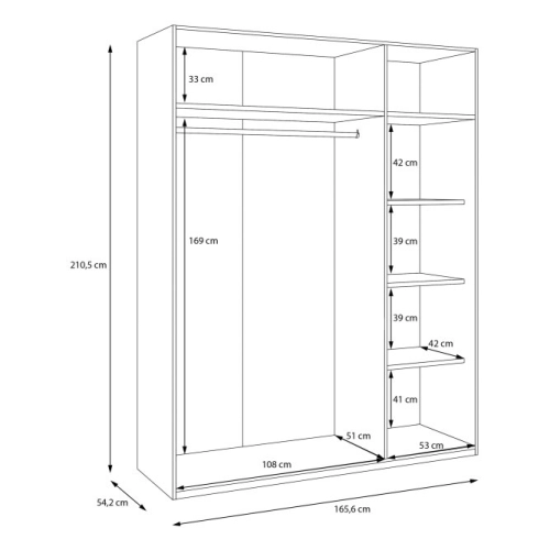 Szafa z lustrem 170 cm Dąb Piaskowy / Uni Wolfram Szary